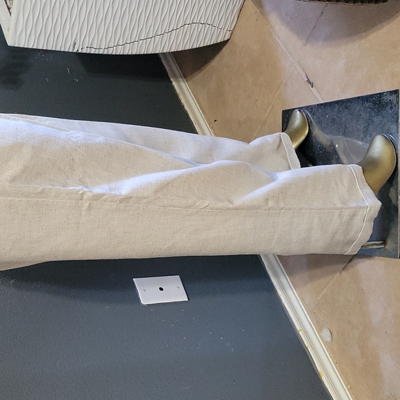 Vintage Retro Linen Blend Pleated Cream Trousers Size 6 - 8 - Picture 7 of 11